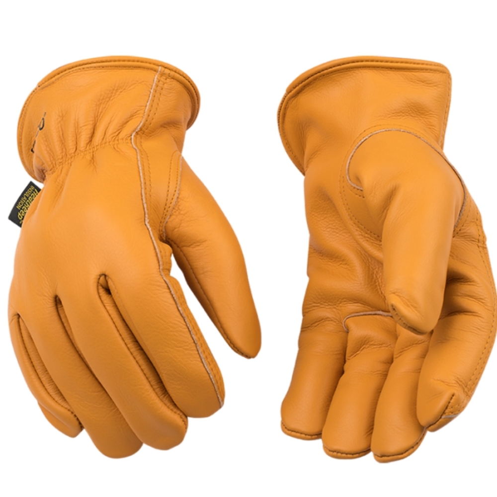 KINCO Lined Grain Buffalo Driver Orange Gloves.